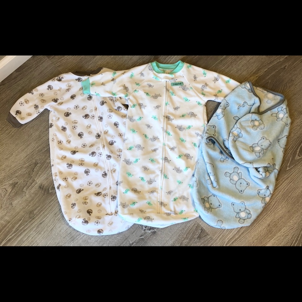 Lot of 3 Baby Swaddles/Wraps 0-9 months